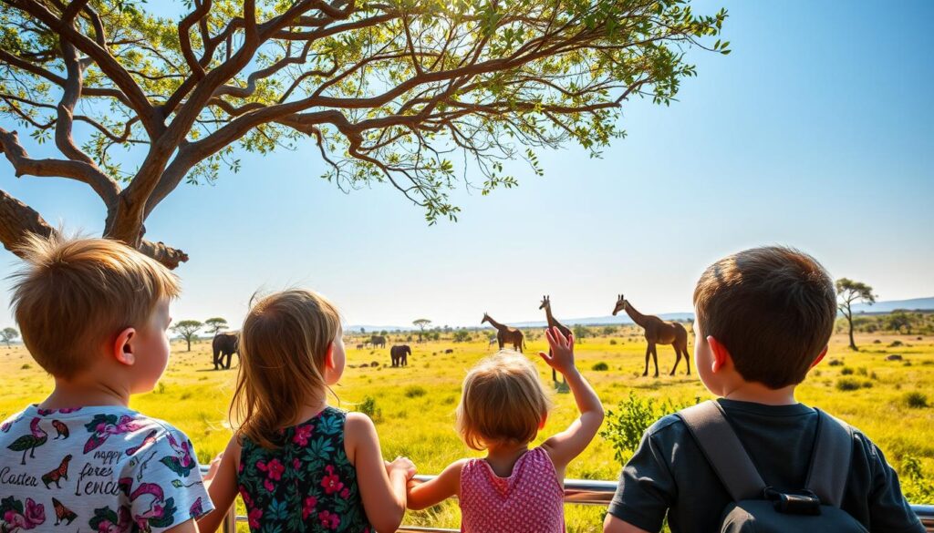 Kinder auf Safari in Südafrika