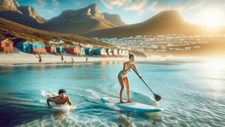 Paddleboarding und Schwimmen in Muizenberg